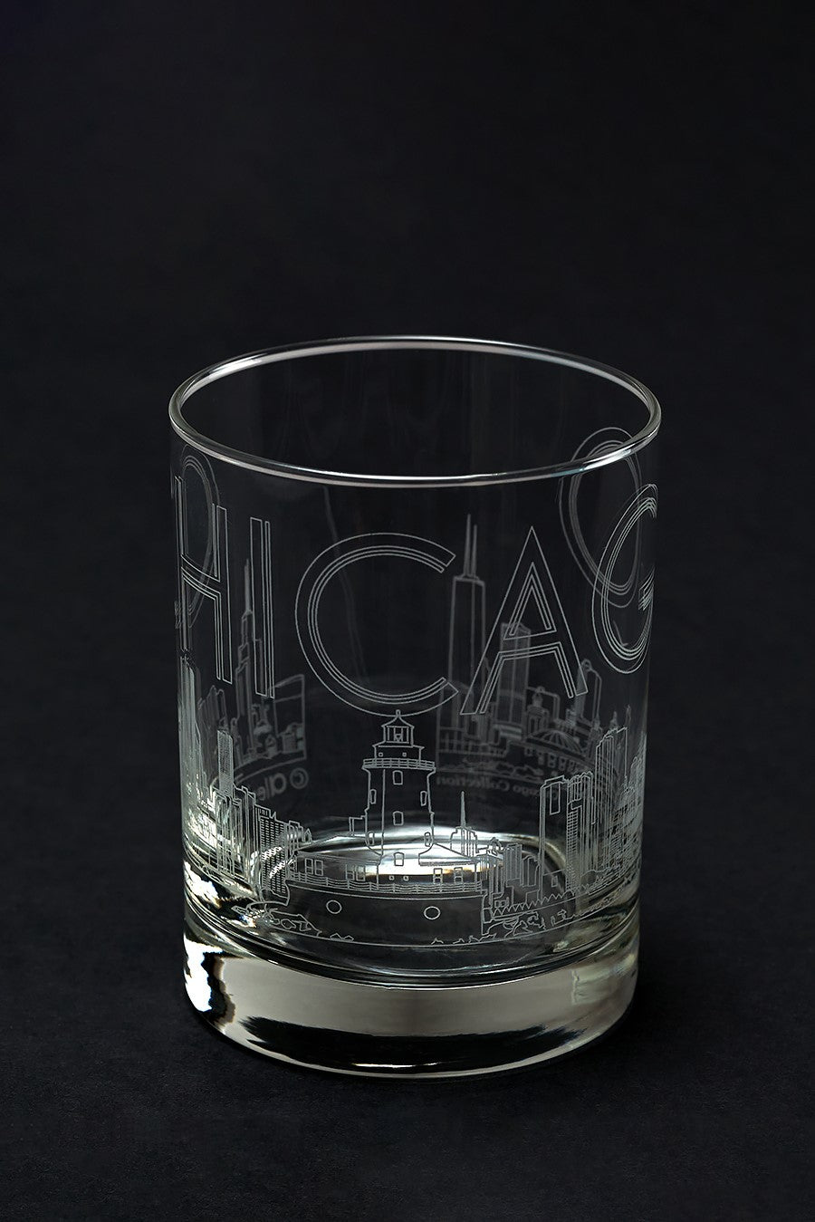CHICAGO Hostess Gift City Skyline Art Drinkware Glass Set of 2 by arist Alesia Chaika
