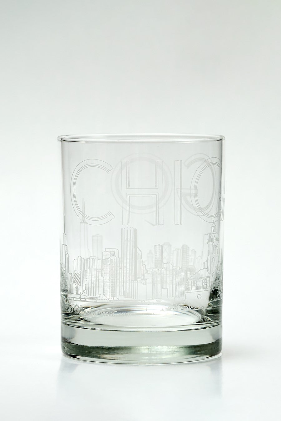 CHICAGO Hostess Gift City Skyline Art Drinkware Glass Set of 2 by arist Alesia Chaika