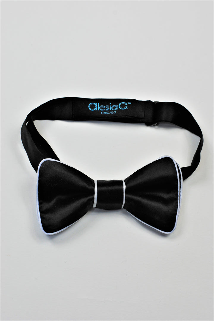 Mr GATSBY Black White Handcrafted Bow Tie Alesia Chaika