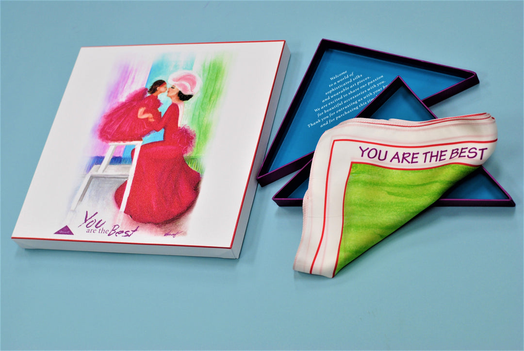 Mother and Daughter Painting Art Silk Scarf and canvas Set by Artist Alesia C. and her mom Zinaida Kalinouskaya Mom and Daughter Love Story Wall Art