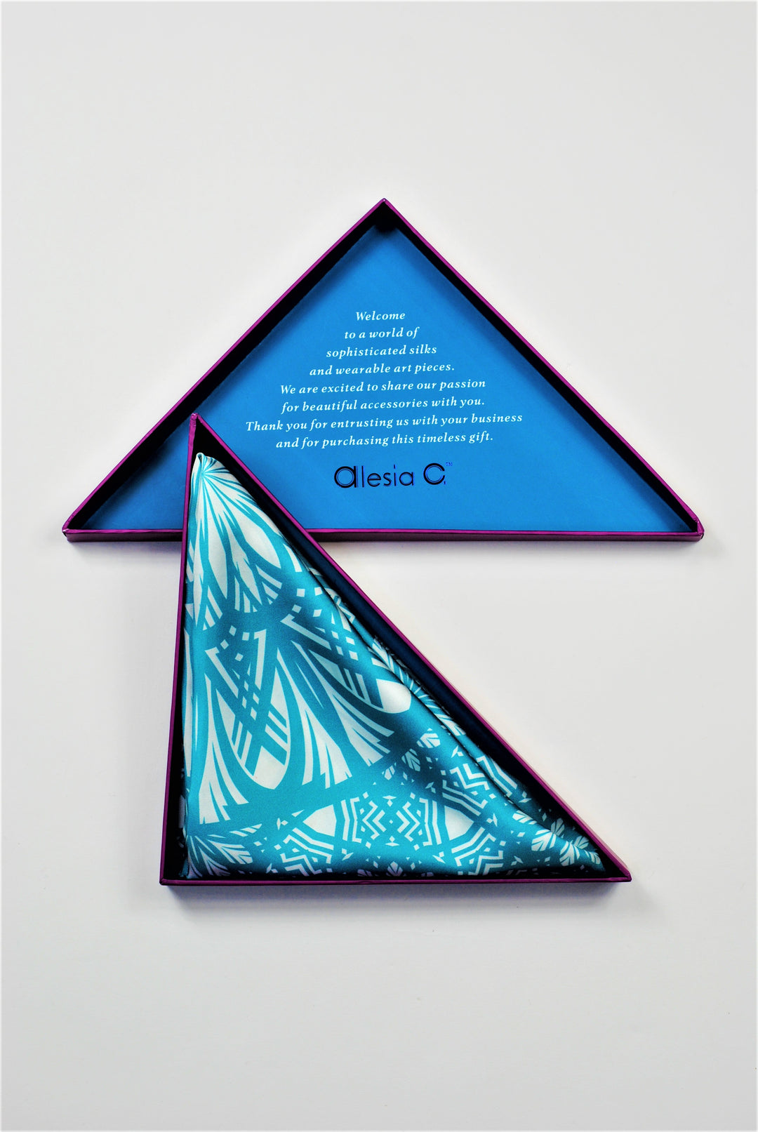 SERENITY Mandala Art Pure Silk Scarf in Turquoise White Alesia C.