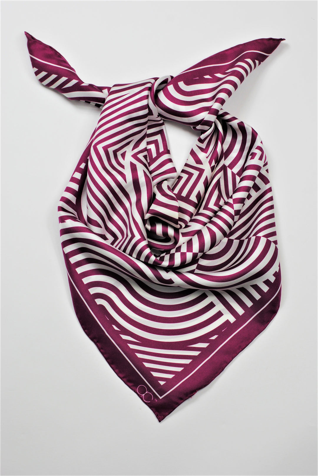 SLIM DANCE Mandala Art Pure Silk Scarf in Fuchsia White