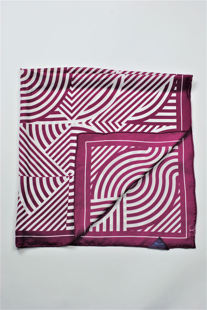 SLIM DANCE Mandala Art Pure Silk Scarf in Fuchsia White