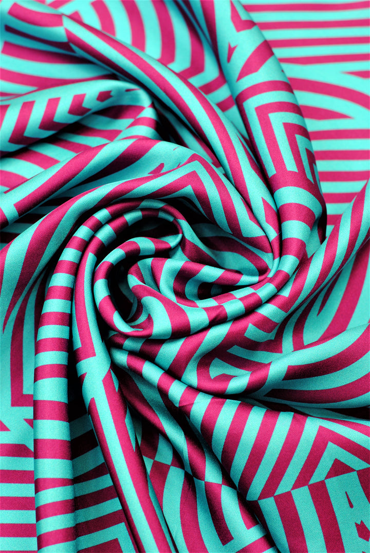 SLIM DANCE Mandala 100% Silk Square Scarf in Purple Turquoise