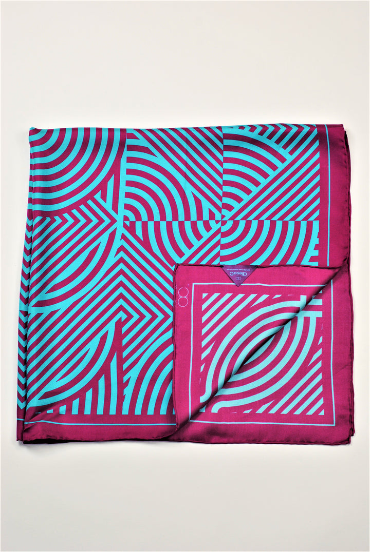 SLIM DANCE Mandala 100% Silk Square Scarf in Purple Turquoise