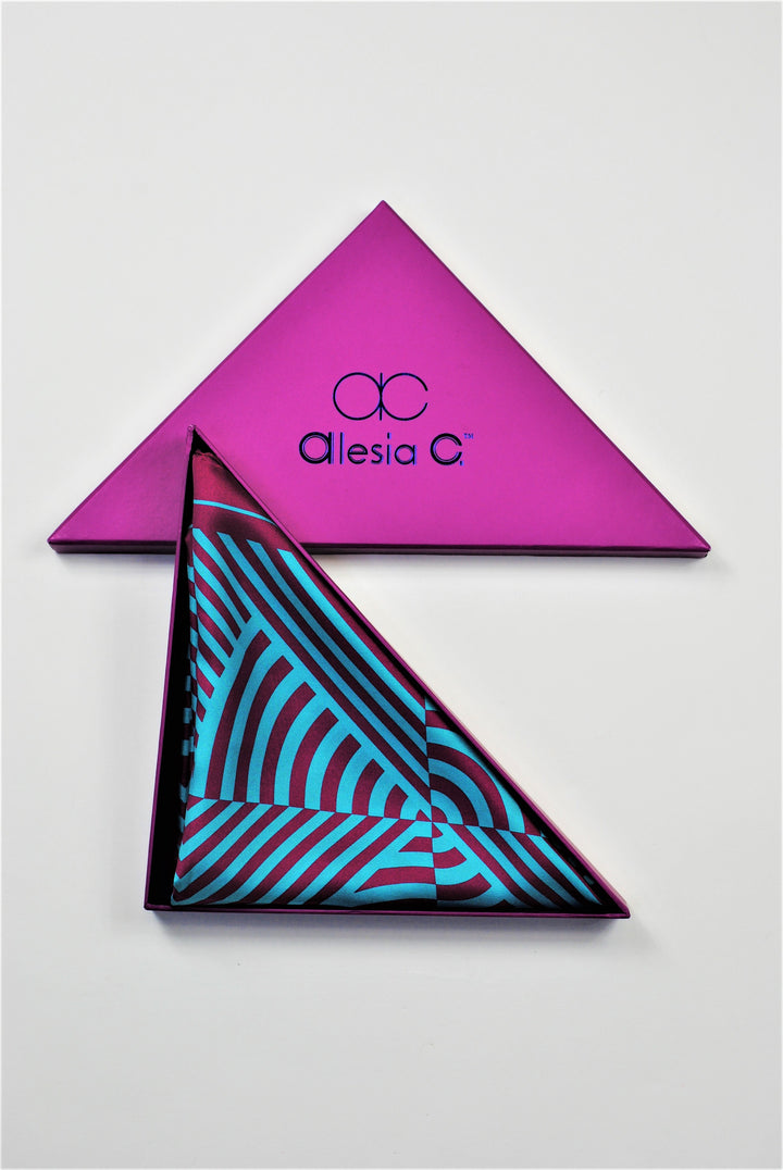 SLIM DANCE Mandala 100% Silk Square Scarf in Purple Turquoise
