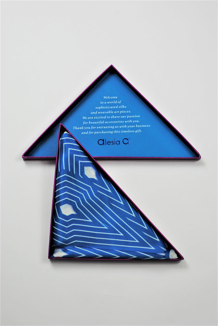 Luxury Pure silk designer scarf Belarus Cornflower SUMATRA BLUE WHITE Pure Silk Square Scarf Alesia Chaika