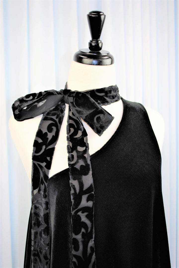 FESTIVA Couture Asymmetrical Black Stretch Velvet Cocktail Dress