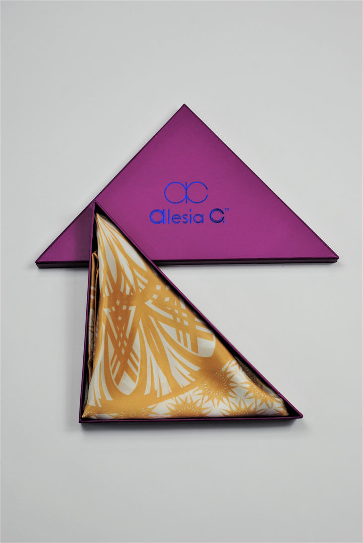 WISDOM Mandala Art Pure Silk Square Scarf in Beige White by Chicago Fashion Designer Alesia Chaika Alesia C. 
