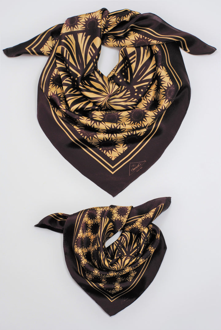 WISDOM Manadala Art Pure Silk Square Scarf Plum Beige by Chicago Fashion Designer Alesia Chaika