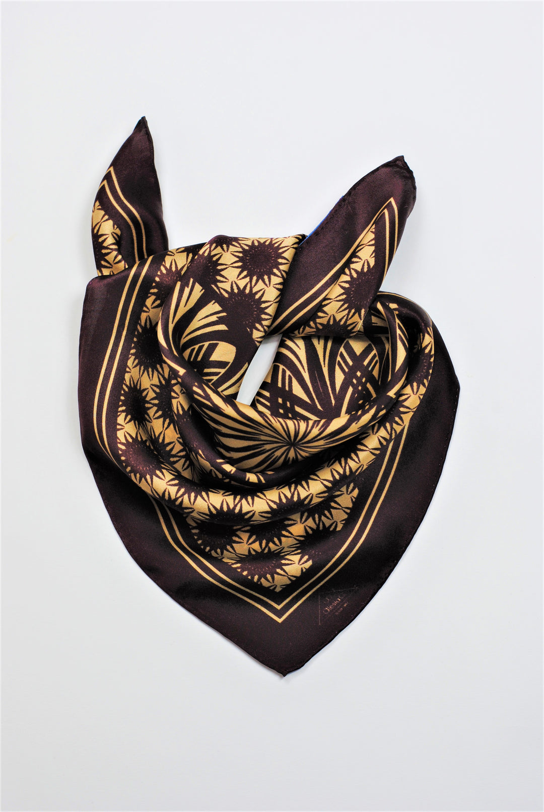 WISDOM Manadala Art Pure Silk Square Scarf Plum Beige by Chicago Fashion Designer Alesia Chaika