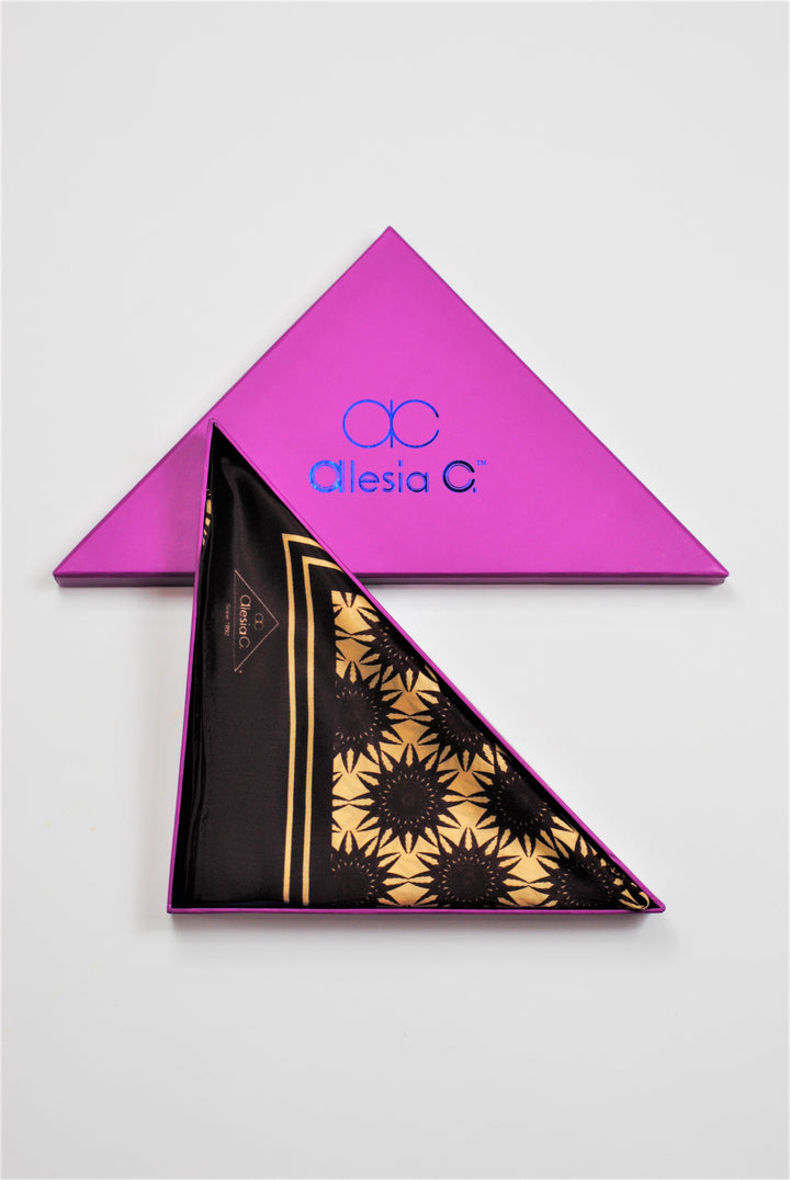 WISDOM Manadala Art Pure Silk Square Scarf Plum Beige by Chicago Fashion Designer Alesia Chaika